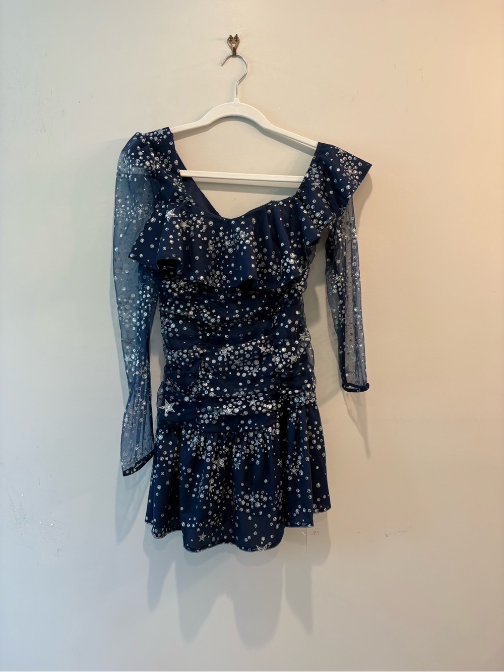 Endless Rose Glitter Star Embroidered Asymmetrical Dress
